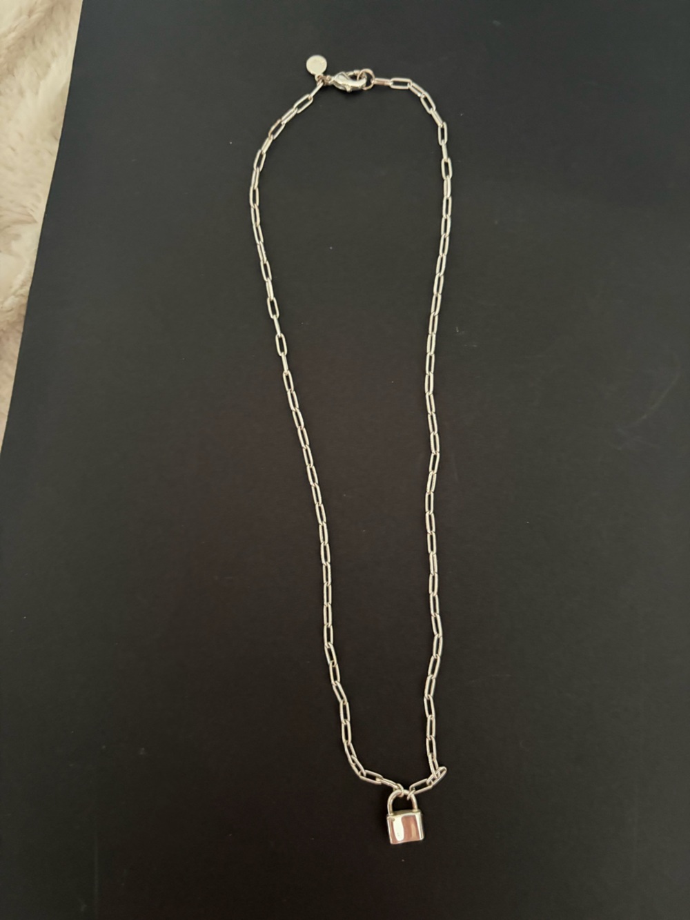 Silver Padlock Pendant Chain Necklace - Women's Jewelry